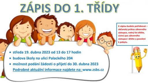 19. duben - Zápis do 1. třídy ZŠ Smetanova