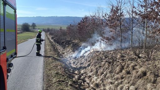 Požár porostu v Damníkově