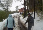 Turisté ve sněhu