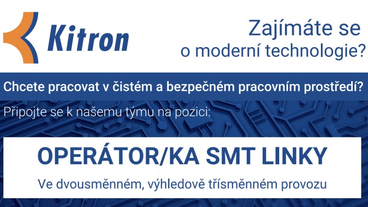 Inzerce: Kitron Czech, A.S. přijme operátora/operátorku SMT linky
