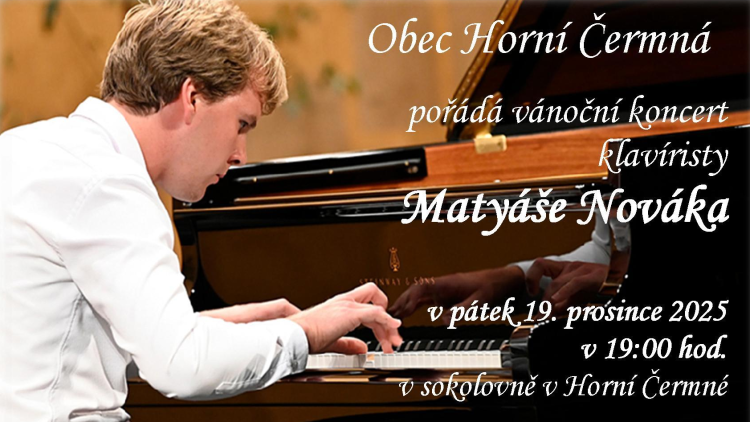 19. prosinec - Vánoční klavírní koncert Matyáše Nováka