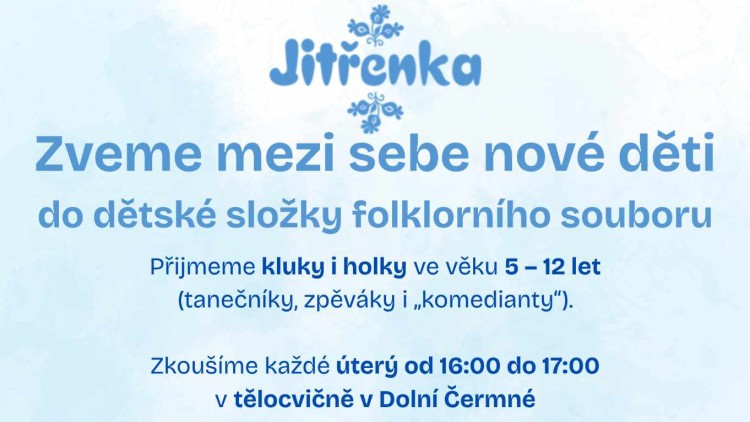Přihlášky do 20. září - Jitřenka mezi sebe zve nové členy